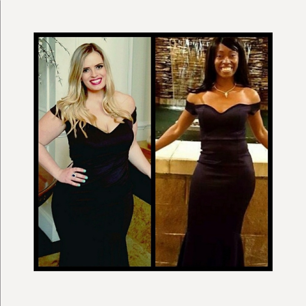 Black Mermaid Asymetrical Gown - Picture 3 of 7